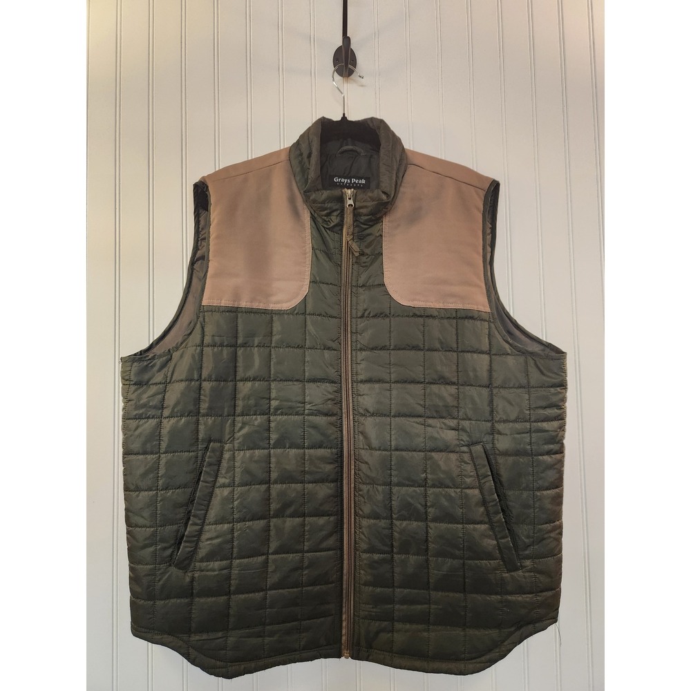 Grays Peak Outdoors Mens XL Quilted Puffer‎ Vest Olive Green Tan Work Casual